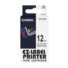 Casio label printer tape 12mm black on white in new and old packaging