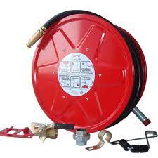 Manual hose reel with PVC red nozzle