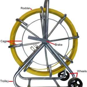 12mm Cable Duct Rodder with wheel 100M