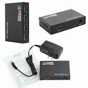 1X4 Full HD HDMI Splitter 4 Ports Hub Repeater Amplifier v1.4 3D 1080p 1 in 4 out
