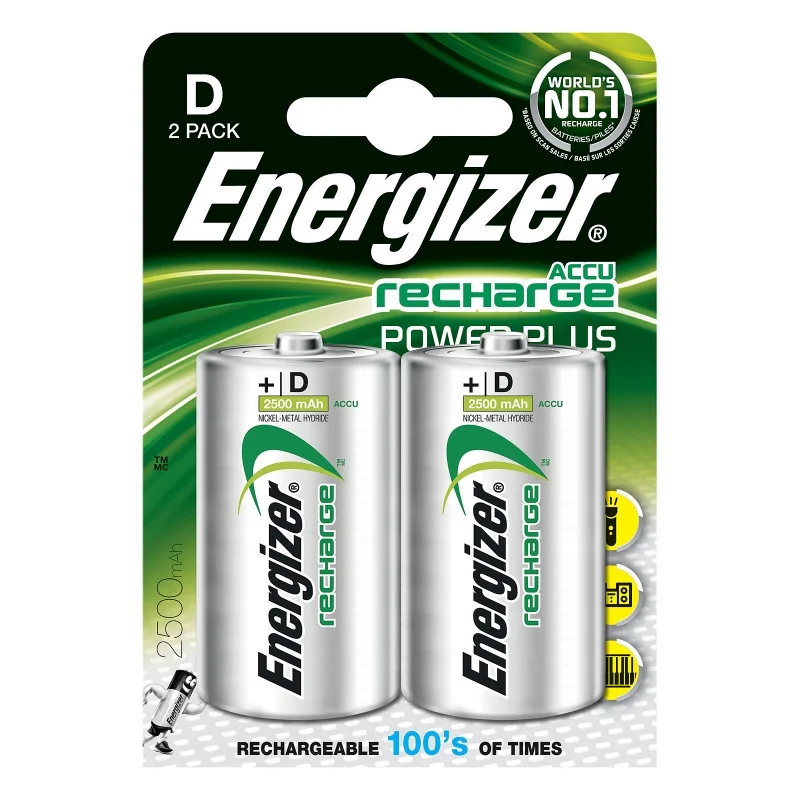 Energizer Size D. 2PACK Rechargeable battery