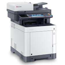 Side profile of Kyocera Ecosys M6235cidn Colour Printer in office setting