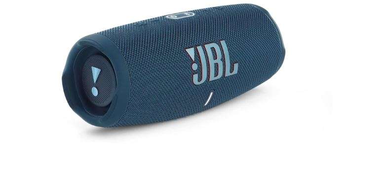 Blue JBL Charge 5 Portable Bluetooth and Waterproof Speaker With Powerbank