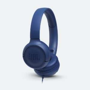 Blue JBL Tune 500 Wired Headphones
