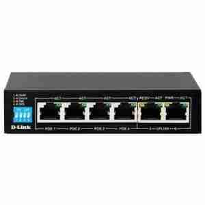 DGS-F1006P-E D-Link 250M 6-Port 1000Mbps Switch with 4 PoE Ports and 2 Uplink Ports