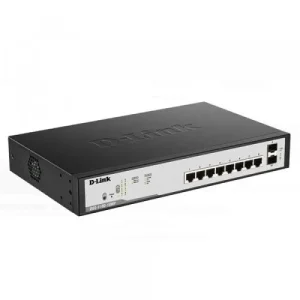 D-Link 8 Port PoE Gigabit Smart Managed Switch + 2 SFP ports - DGS-F1100-10PS