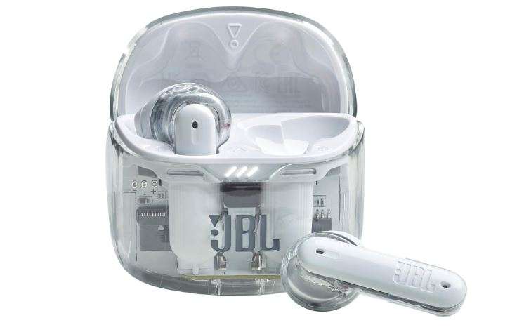 White JBL Tune Flex Ghost Earphones