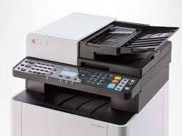 Front view of Kyocera Ecosys M5521cdw Colour Printer with control panel