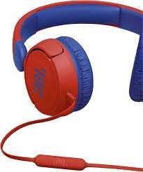 Side view showing cushioned ear cups of Red JBL Jr 310 headphones