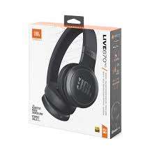 Front view of Black JBL Live 670NC Wireless On-Ear Headphones