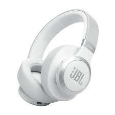 Side view of White JBL Live 770 Bluetooth headphones with touch controls
