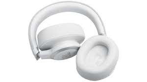 Folded White JBL Live 770 headphones showing portable design