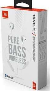 Packaging view of White JBL TUNE 215BT Wireless Earbud Headphones
