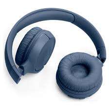 Side angle of folded Blue JBL Tune 520BT Wireless On-Ear Headphones