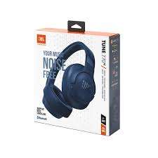 Retail packaging of Blue JBL Tune 770NC Wireless Over-Ear Headphones