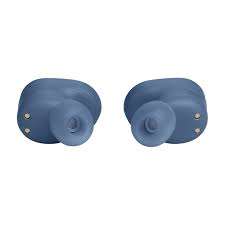 Close-up of Blue JBL Tune Buds showing ear tips and design