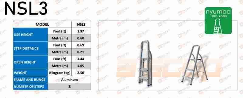 Nyumba Aluminum Step Ladder NSL3 (A-Type)