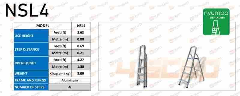 Nyumba Aluminum Step Ladder (A-Type) NSL4