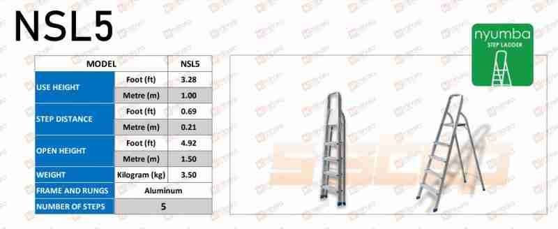 Nyumba Aluminum Step Ladder (A-Type) NSL5