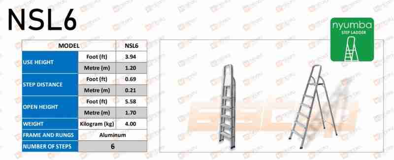 Nyumba Aluminum Step Ladder (A-Type) NSL6