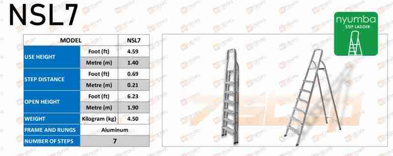 Nyumba Aluminum Step Ladder (A-Type) NSL7