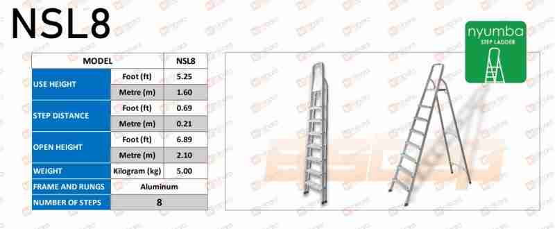 Nyumba Aluminum Step Ladder (A-Type) NSL8