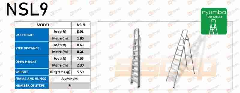 Nyumba Aluminum Step Ladder (A-Type) NSL9