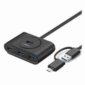 UGREEN USB-A 3.0 4-Port Hub with USB-C & USB-A 2-in-1 interface 1M Black - CR113