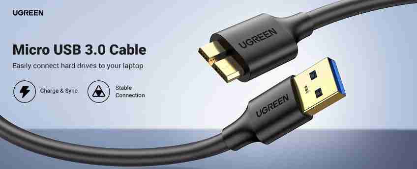 UGREEN USB-A 3.0 to Micro USB 3.0 Male Cable 1m Black - US130