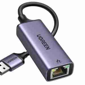 UGREEN USB-A 3.0 to RJ45 Gigabit Ethernet Adapter Aluminum Case Space Gray - CM209