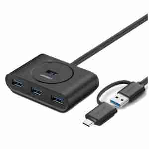 UGREEN USB-C & USB-A 3.0 to 4-Port Hub 1M Black - CR113