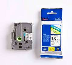 18MM Brother TZe Tape TZ241 Black on White, ideal for clear, laminated labels.