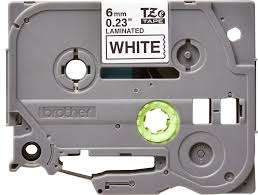 TZe Tape TZE-211 6MM Black on White for small, clear labels