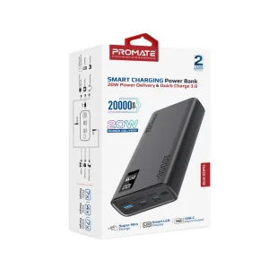 Promate 20000mAh Smart Charging Power Bank (BOLT-20PD) inside its retail packaging