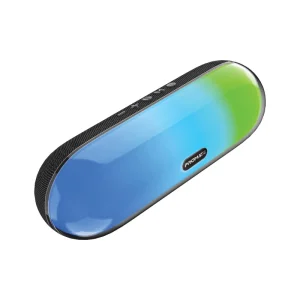 Promate 10Watt True Wireless Speaker (LUMIBAR) front view with RGB lights on