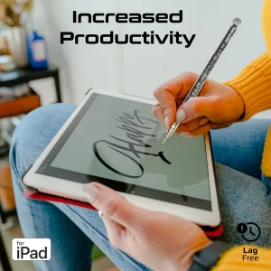 User drawing with Promate Wireless Stylus Pen for iPad (TRANSPEN) in design app