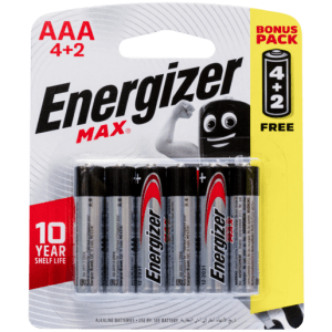 Energizer Max AAA Battery 4+2 Pack