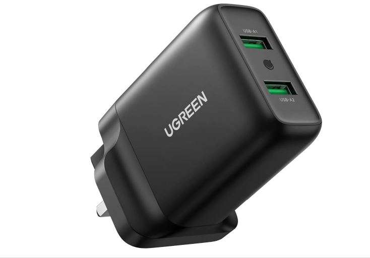 UGREEN CD161 USB Fast Charger UK Black (UG- 70164)