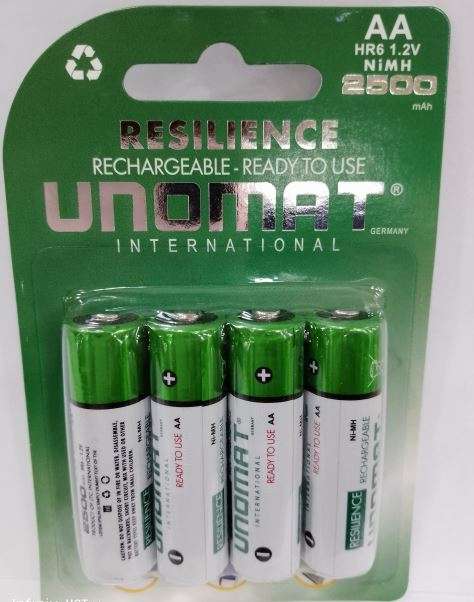 Unomat AA Rechargable 2500MaH Batteries 4 pack