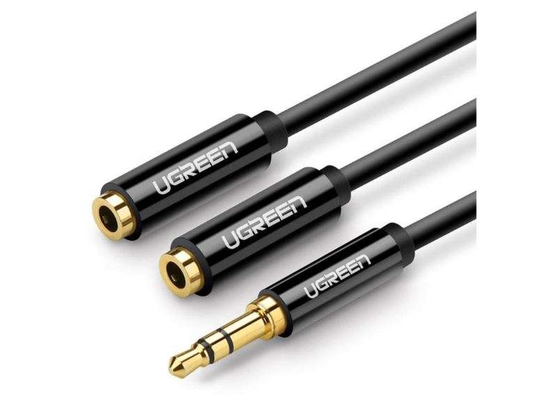 UGREEN AV134 3.5mm Male to 2 Female Audio Cable 20cm Black (UG- 20816)