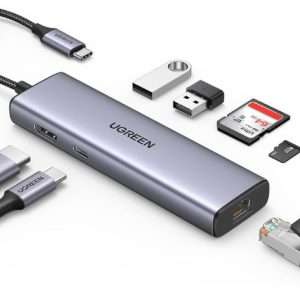 UGREEN CM512 7 in 1 Multifunction Adapter USB-C to USB3.0 (2 Port) + 4K HDMI + RJ45 + SD&TF Card Reader + PD port Converter (UG- 90568)