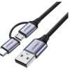 UGREEN US177 USB-A to Micro USB + USB Type-C Cable 1m Black (UG- 30875)