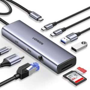 Ugreen CM498 9-in-1 USB-C Multifunction Adapter USB-C to USB3.0 ( 2 Port ) + USB-C (2 port ) + 4K HDMI + RJ45 Ethernet + SD & TF + PD port Converter (UG- 15375)