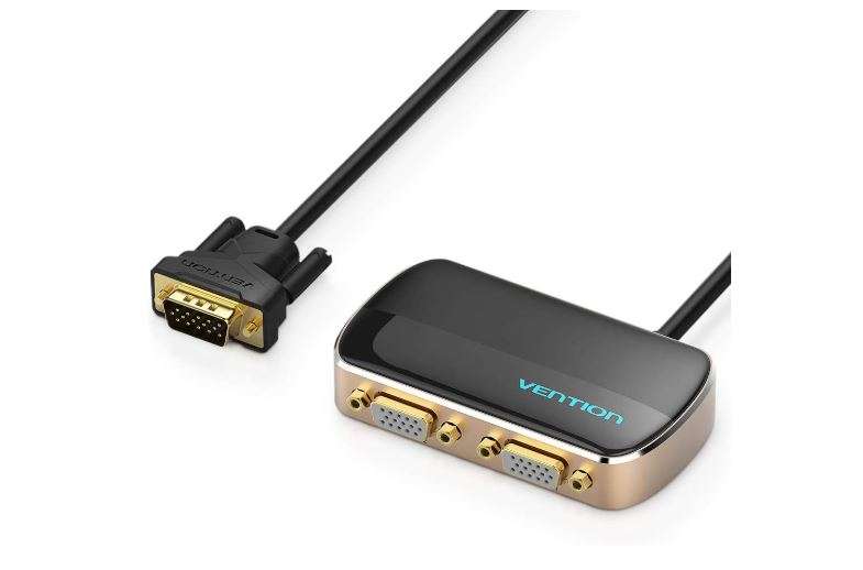 Vention 1 In 2 Out VGA Splitter Black Aluminium Alloy Type (DBABF)