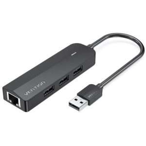 Vention 3-Port USB 2.0 Hub with 100M Ethernet Adapter 0.15M Black (CHPBB)