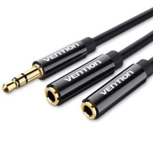 Vention 3.5mm Male to 2*3.5mm Female Stereo Splitter Cable 0.3M Black ABS Type (BBSBY)