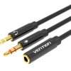 Vention 2*3.5mm Male to 4 Pole 3.5mm Female Audio Cable 0.3M Black ABS Type (BBTBY)