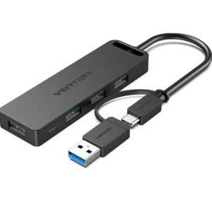 Vention 4-Port USB 3.0 Hub with USB-C & USB 3.0 2-in-1 Interface and Power Supply 0.15M ABS Type (CHTBB)