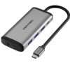 Vention USB C Multi-function 5 in 1 Docking Station Type-C to HDMI/USB3.0*3/PD Converter 0.15M Gray Metal Type (CNBHB)