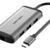 Vention USB C Multi-function 6 in 1 Docking Station Type C TO HDMI/USB 3.0 (3 port) RJ45/PD (87W) Converter 0.5m Gray (CNCHB)